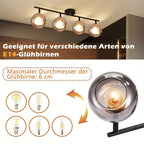Plafonnier spots orientables 2, 3 ou 4 globes en verre fumé, E14