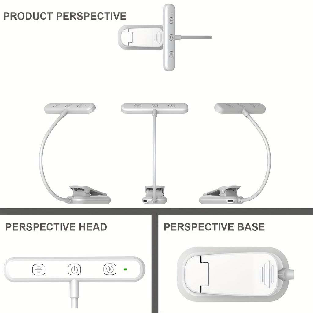 Lampe de lecture à pince barre 25 LED, minuterie, noire ou blanche