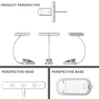 Lampe de lecture à pince barre 25 LED, minuterie, noire ou blanche