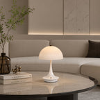 Lampe champignon sans fil, dôme blanc strié et pied coloré 23 cm
