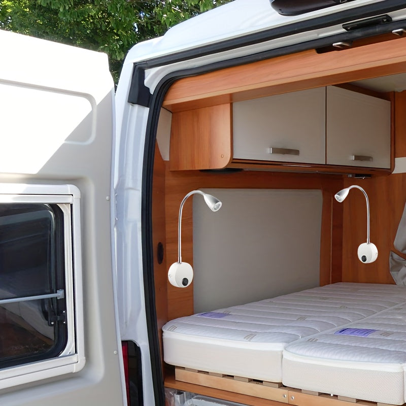 Applique liseuse 12 V à col de cygne pour camping-car, aluminium