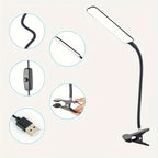 Lampe à pince LED à col de cygne de 32 cm, barre de 25 cm, USB