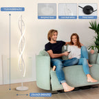 Lampadaire LED double hélice noir ou blanc, télécommande, 152 cm
