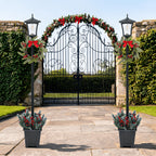 Lampadaire solaire de Noël 150 cm avec couronne et jardinière