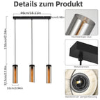 Suspension 3 tubes en verre fumé, barre de 46 cm ou rosace, E27