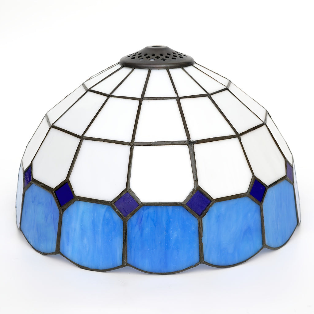 Verre de remplacement vitrail blanc à bordure bleue, Ø 30 cm