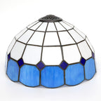 Verre de remplacement vitrail blanc à bordure bleue, Ø 30 cm