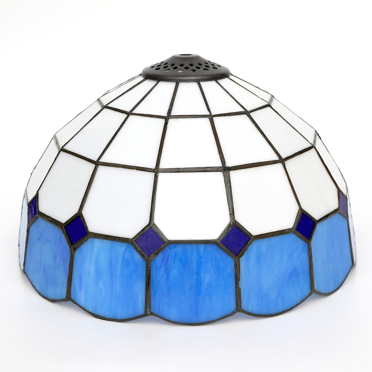 Verre de remplacement vitrail blanc à bordure bleue, Ø 30 cm