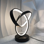 Lampe de bureau LED à anneaux entrelacés en aluminium noir, USB