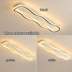 Plafonnier LED long en forme de vague, 60 cm, doré, blanc ou noir