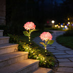 Lampe solaire fleur d'hortensia sur tige de 71 cm, 4 coloris