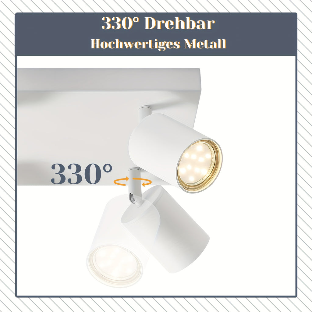 Plafonnier à spots GU10 orientables sur platine, noir ou blanc