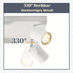 Plafonnier à spots GU10 orientables sur platine, noir ou blanc