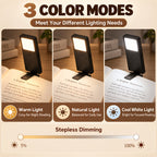 Lampe de lecture plate à pince, rechargeable USB-C, noire ou blanche