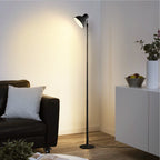 Lampe de sol LED noire orientable, hauteur réglable de 45 à 145 cm
