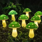 Guirlande solaire de 8 champignons verts à pois, à planter, IP44