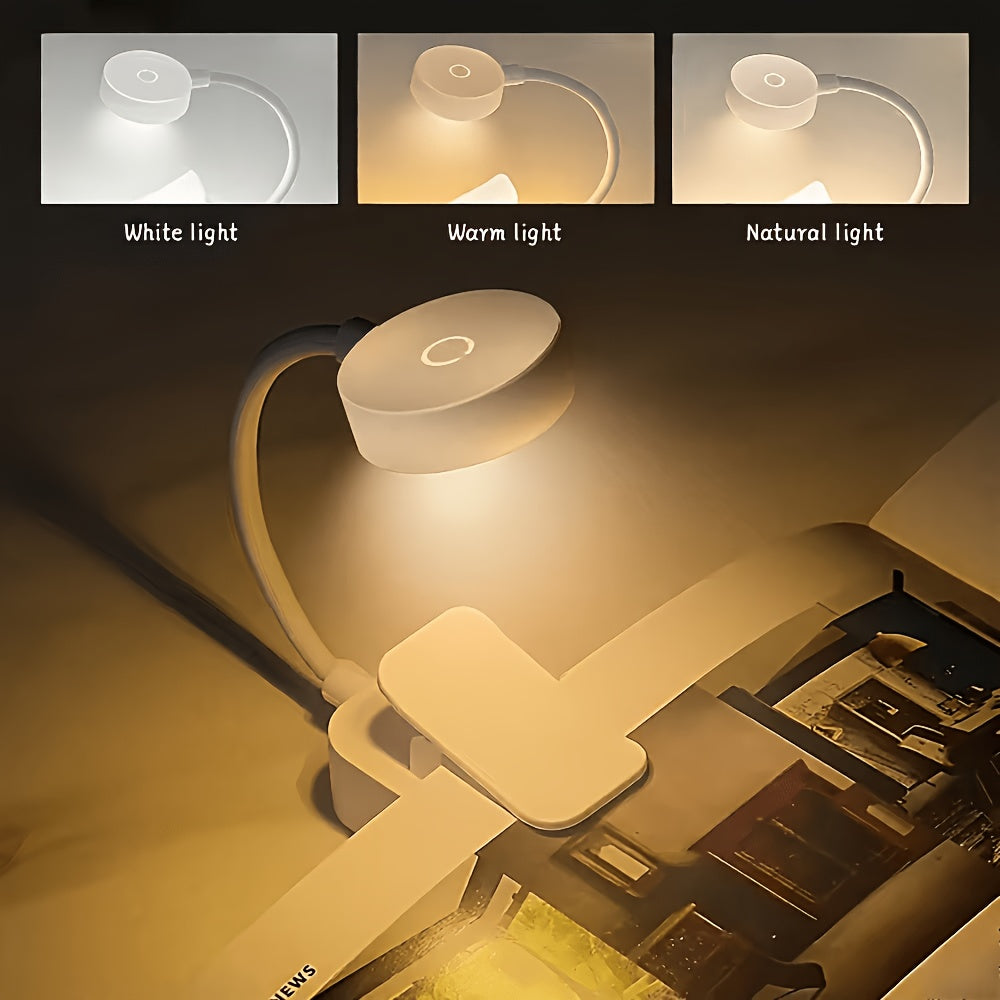 Lampe de lecture ronde à pince rechargeable avec câble USB
