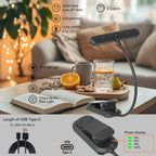 Lampe de lecture à pince barre 25 LED, minuterie, noire ou blanche