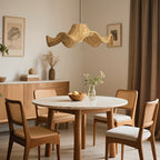 Grand abat-jour ondulé en bambou tressé, forme de lotus, Ø 52 cm