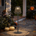 Lampadaire solaire 128,5 cm à abat-jour cage en fer, gris anthracite