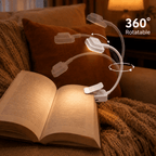 Lampe de lecture à pince blanche, col flexible 14 cm, USB-C