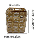 Lot de 2 petits abat-jour carrés dorés à cristaux taillés, H 11 cm