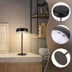 Lampe de table LED sans fil solaire et USB-C, tête noire de 14 cm