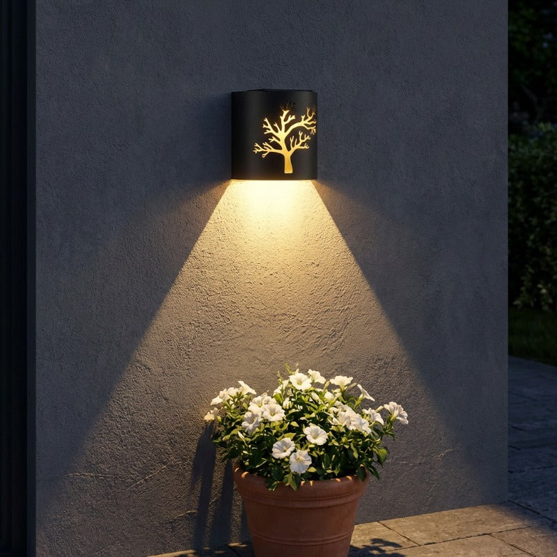 Applique murale LED solaire extérieure motif arbre, lot de 2