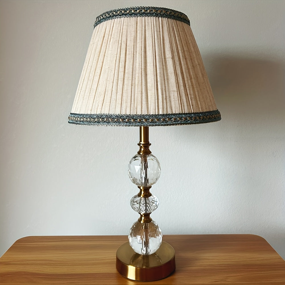 Abat-jour conique en lin naturel plissé pour lampe de table, Ø 30 cm