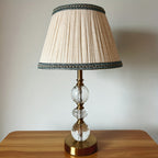 Abat-jour conique en lin naturel plissé pour lampe de table, Ø 30 cm