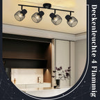 Plafonnier noir à spots grillagés E27, 3 ou 4 lumières, 50 à 64 cm