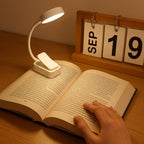 Petite lampe de lecture à pince blanche à piles, col de 11,5 cm