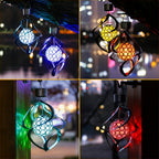 Suspension solaire spirale argentée à boule LED multicolore