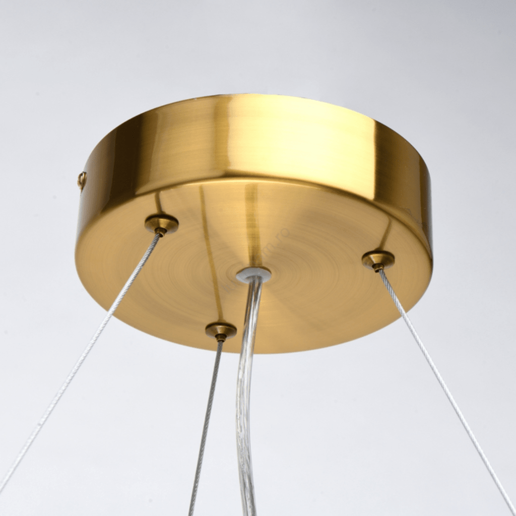 Lustre LED couronne de cristal torsadé et anneau doré, Ø 40 cm