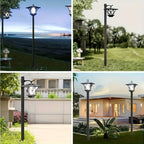 Lampadaire solaire lanterne sur mât, pose en tête ou en potence