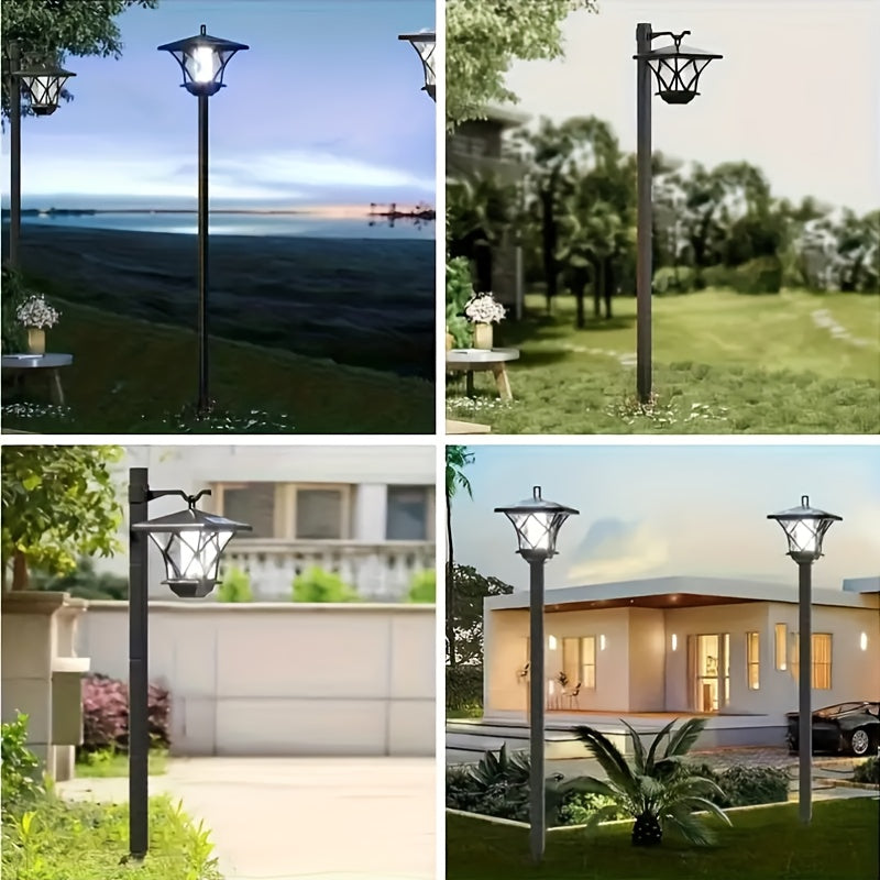 Lampadaire solaire lanterne sur mât, pose en tête ou en potence