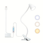 Lampe de bureau à pince blanche à tête conique, câble USB de 157 cm