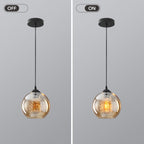 Suspension boule en verre ambré et perles de verre, douille E27