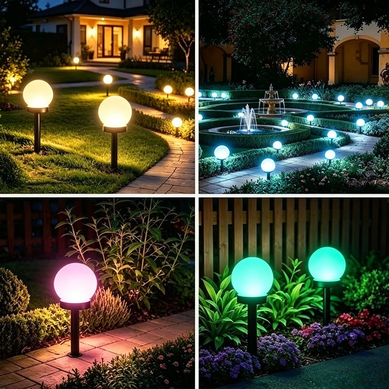 Lot de 4 globes solaires sur piquet à couleurs changeantes, 34 cm