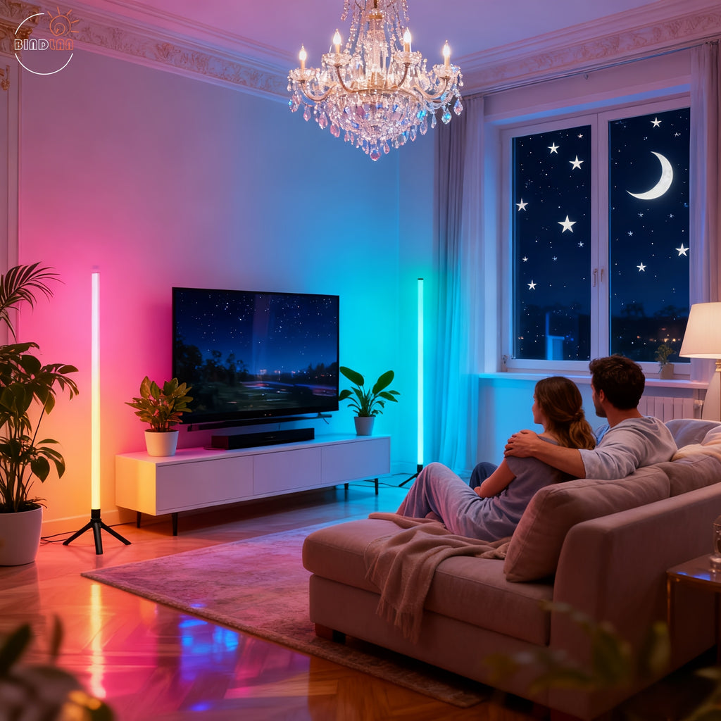 Lampadaire LED RVB démontable en trois tubes sur trépied, 110 cm