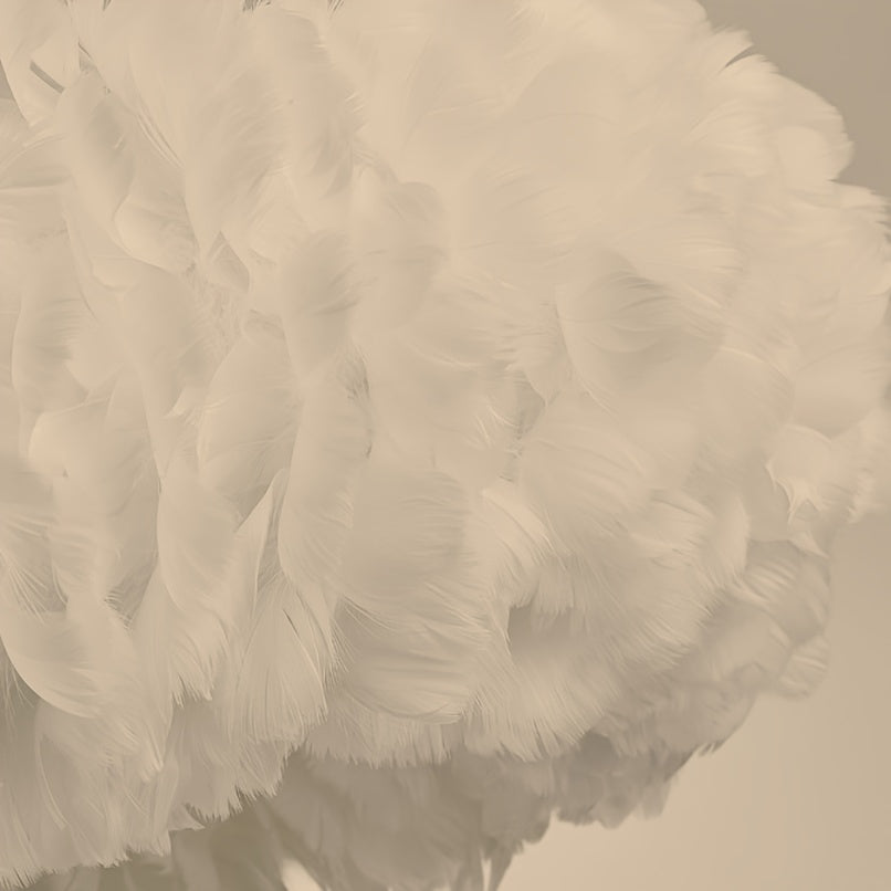 Abat-jour anneau en plumes blanches pour suspension, Ø 51cm