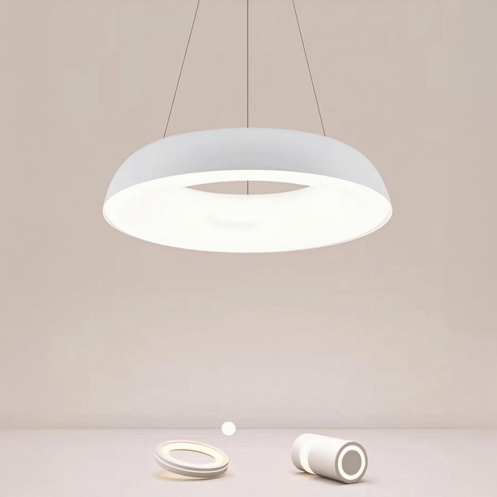 Suspension LED anneau blanc Ø 48 cm, télécommande et variateur