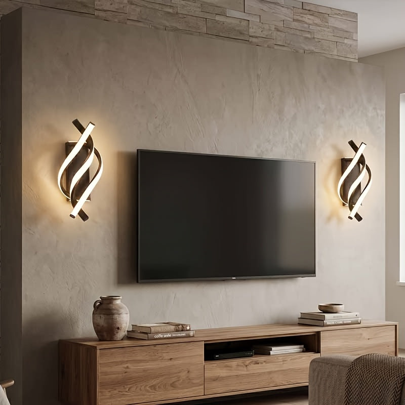Applique murale LED torsadée en spirale, trois teintes, lot de 2 à 4