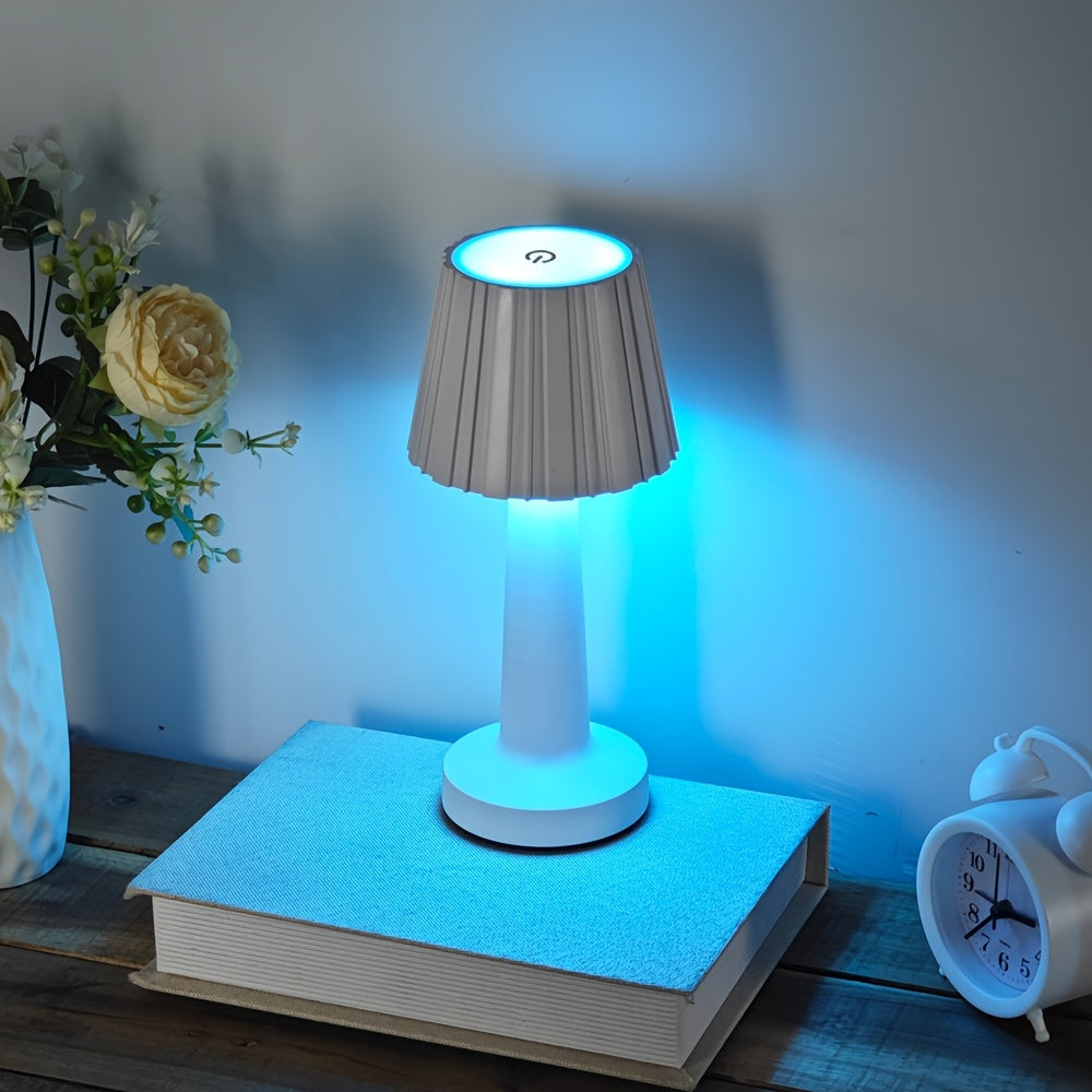 Lampe de table sans fil à abat-jour plissé, RVB tactile, 25 cm