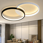 Plafonnier LED double anneau noir et blanc, 50 cm, trois teintes