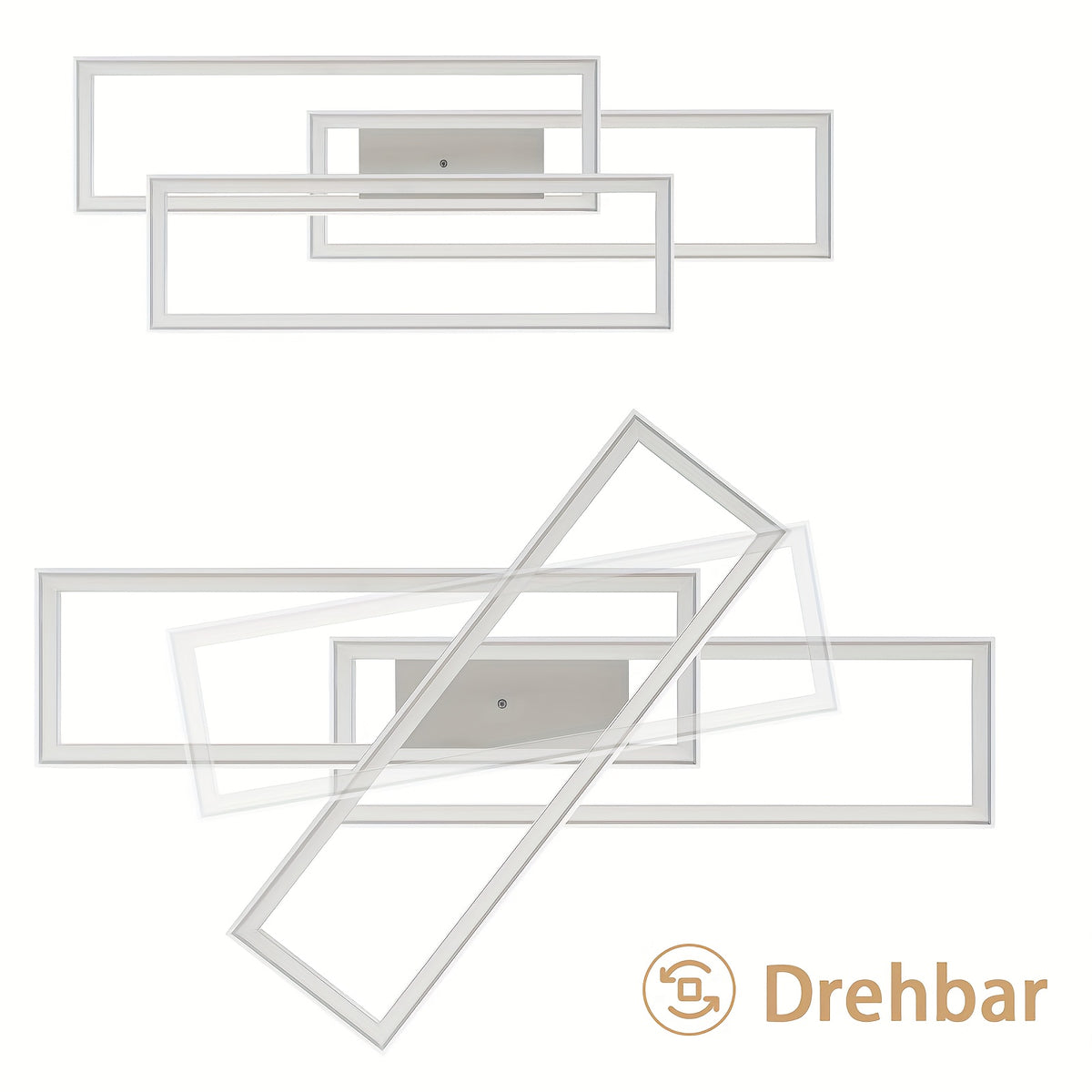 Plafonnier LED rotatif à rectangles RVB, 101 cm, avec télécommande
