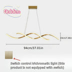 Lustre LED double vague en aluminium, doré ou argenté, 94 cm