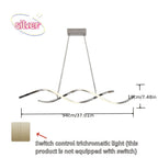 Lustre LED double vague en aluminium, doré ou argenté, 94 cm