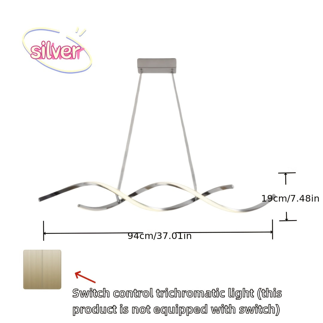 Lustre LED double vague en aluminium, doré ou argenté, 94 cm