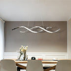 Lustre LED double vague en aluminium, doré ou argenté, 94 cm